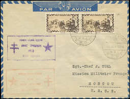 Let Guerre 1939/1945 - Levant N°47 Paire Obl. POSTE AUX ARMEES/F.F.L./B.C.M 1 10/1/44 Sur Env. Pour Moscou, Cachet "1ère - WW II