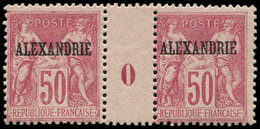 * ALEXANDRIE 14 : 50c. Rose, T I, PAIRE Mill.0, TB - Other & Unclassified