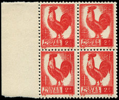 ** ALGERIE 220a : 2f. Rouge, BLOC De 4 Bdf, DOUBLE IMPRESSION, TB - Briefe U. Dokumente