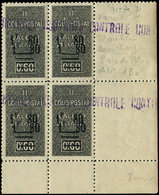 ** ALGERIE Colis Px 70d : 1f80 Sur 0f60 Noir, DOUBLE Surcharge Noire, BLOC De 4 Cdf, TB. Br - Parcel Post