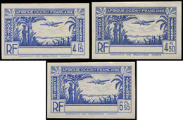 (*) COTE D'IVOIRE PA Type A De 1940, Val. 4f15, 4f50 Et 6f65, 3 Essais De Couleur En Outremer Non Dentelés, TB - Other & Unclassified