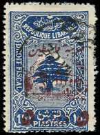 GRAND LIBAN 201F : 5p. Sur 15p. Bleu, Surch. Brun-rouge, Obl. Càd, N° Et Cote Maury, TB. S - Autres & Non Classés