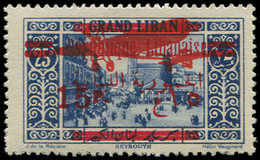 * GRAND LIBAN PA 36A : 15p. S. 25p. Bleu, Surch. T II, Tirage 100 Ex., TB. J - Sonstige & Ohne Zuordnung