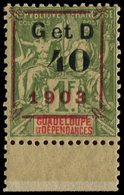 ** GUADELOUPE 52h : 40 Sur 1f. Olive, Surcharge 1903, Type Ee, Bdf, TB - Altri & Non Classificati