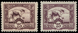 ** INDOCHINE 165a/b : 25c. Lilas, Barre Du 5 Droite Et Montante, TB - Other & Unclassified