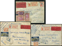 Let INDOCHINE 3 Env. Rec. Par AVION De PHNOM-PENH Avec Griffe "1er Voyage/Postal Par Avion/Indochine France" 1929, TB - Autres & Non Classés