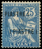 * LEVANT 17a : 1pi. Sur 25c. Bleu, DOUBLE Surch., TB - Other & Unclassified