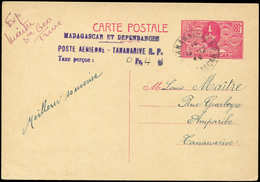 Let MADAGASCAR CP Entier 80c. (ACEP N°10) Obl. TANANARIVE 15/12/44, Griffe "POSTE AERIENNE-/Taxe Perçue, Superbe - Other & Unclassified