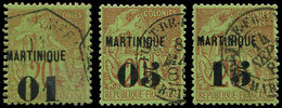 MARTINIQUE 3/5 : Type Commerce, La Série Surch. De 1888-91, Obl., TB - Altri & Non Classificati