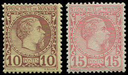 ** MONACO 4/5 : 10c. Brun Sur Jaune Et 15c. Rose, TB - Postmarks