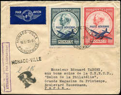 Let MONACO PA 13/14 Obl. MONACO-VILLE 20/5/46 Sur Env. Rec., TB - Airmail