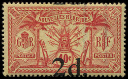 * NOUVELLES HEBRIDES 69 : 2d. Sur 40c. Rouge Sur Jaune, Surch. Lég. A CHEVAL, TB - Autres & Non Classés