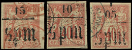 SAINT PIERRE ET MIQUELON 5/7 : La Série, Surcharge Gothique, Obl., TB - Used Stamps