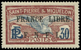 ** SAINT PIERRE ET MIQUELON 233 : 30c. Grenat Et Bleu, FRANCE LIBRE, TB. C - Used Stamps