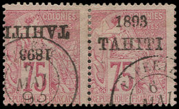 TAHITI 29b : 75c. Rose, Surch. RENVERSEE Tenant à Normal, Obl., TB. C - Other & Unclassified