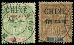 TCHONG-KING 21 Et 23 : 5c. Vert-jaune Et 30c. Brun, Obl., TB. S - Autres & Non Classés
