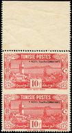 ** TUNISIE 268 : +40 Sur 10f. Rouge, PAIRE Verticale Bdf, Timbres Dentelés 3 Côtés, TB - Sonstige & Ohne Zuordnung