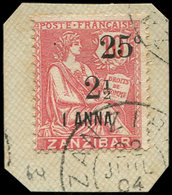 ZANZIBAR 64 : 25c. Et 2 1/2 Sur 1a. Sur 10c. Rose, Obl. S. Fragt, TB - Unused Stamps