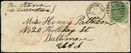 Let GRANDE BRETAGNE 24 : 1s. Vert, Obl. LONDON-SW 15/10/61 Sur Env. Pour BALTIMORE, Passage Boston Le 29/10, TB - Used Stamps