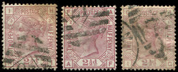GRANDE BRETAGNE 55 : 2 1/2d. Rose Carminé, 3 Ex. Obl., Pl. 1 à 3, TB - Used Stamps