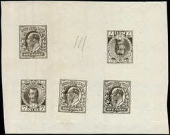 GRANDE BRETAGNE Essai ECKERLIN 1924 Sur Papier Filigrané, 3 Ex. Du 1p. Edouard VII De 1902, 2 Ex. Du 7k. De Russie De 19 - Used Stamps