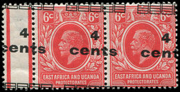 AFRIQUE ORIENTALE BRITANNIQUE 155 : 4c. Sur 6c. Rouge, Surcharge à Cheval, PAIRE Bdf ** Et *, TB - Other & Unclassified