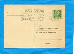 Entier Postal- Stationnery-carte12frs Marianne De Muller-repiq-Droguerie St Marc-cad +flamme1957 Dites Avec Des Fleurs.. - Overprinter Postcards (before 1995)