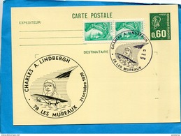 Entier Postal- Stationnery-carte 0.60fr Becquet-Repiq Illustré "CH LINDBERG"+  Cad Concorde-oct 78 -les Mureaux - Cartes Postales Repiquages (avant 1995)