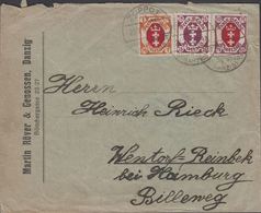 1922.. 75 Pf. + 1 M + 1,25 MZOPPOT FREIE STADT DANZIG 23.7.22.  (MICHEL 93+) - JF310427 - Storia Postale