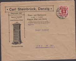 1921.. 60 Pf. DANZIG -2.12.21. Reklame: Ofenbauartikel. Eisen- Und Stahlwaren.  (MICHEL 81) - JF310428 - Storia Postale