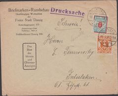 1923.. 50 Pf. + 10 M DANZIG 11.3.23. Briefmarken-Rundschau Nach Interlaken. (MICHEL 127+) - JF310430 - Brieven En Documenten