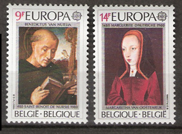 Belgium 1980 Europa: Famous Persons, Hl. Benedikt From Nursia And Margarete From Austria, Mi 2023-2024, MNH(**) - Unused Stamps