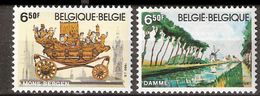 Belgium 1980 Tourism: Golden Carriage, Cityscape Of Mons (mountains), Landscape At Damme Mi 2027-2028, MNH(**) - Unused Stamps