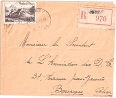 2326 DONZY Nièvre Lettre Recommandée Yv 843 Mont Gerbier De Jonc Ob 27 10 1949 Horoplan Lautier A5 - Cartas & Documentos