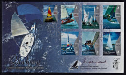 Ce0029 NEW ZEALAND 1999,  SG 2296-302  Yachting,  Limited Edition Signed FDC - Cartas & Documentos