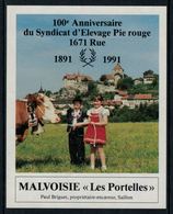 Rare // Etiquette De Vin // Vaches // Malvoisie, 100ème Du Syndicat D'élevage à Rue - Vaches