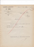 Lettre Commerciale (remboursement) 1923 Galeries Lafayette, 54-56 Rue De Provence, Paris - 1900 – 1949