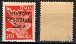 ITALIA - OCCUPAZIONE TEDESCA - ZARA - 1943 - SOVRASTAMPA - 80 CENT. - MNH - Deutsche Bes.: Zara