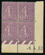 FRANCE - YT 197 ** - BLOC DE 4 TIMBRES NEUFS ** AVEC COIN DATE - ....-1929