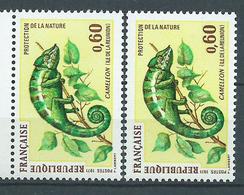 [28] Variété : N° 1692 Caméléon Double Impression Des Légendes Et De La Faciale + Normal ** - Unused Stamps