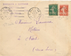 ENTIER ENVELOPPE SEMEUSE 10c ( 138 ) + 137 Obl " PARIS - 48 R. STE CECILE 28/6/18 " Pour Niort Deux-Sèvres - Standard Covers & Stamped On Demand (before 1995)