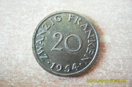 20 Francs "Saarland" De 1954 En TTB+(à Gardé Son Aspect D'origine;Si Nettoyé=SUP)(Monnaie Plus Belle Que Photo). - Andere & Zonder Classificatie