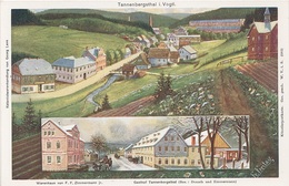 Litho AK Tannenbergsthal Vogtland Gasthof Warenhaus Zimmermann Muldenhammer Grünbach Gottesberg Rautenkranz Klingenthal - Schönheide