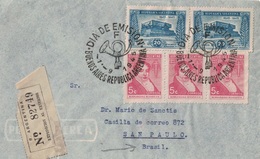 ARGENTINE - 1ER JOUR RECOMMANDE LE 1-9-1945 - LETTRE RECOMMANDEE POUR SAN PAULO BRASIL. - Briefe U. Dokumente