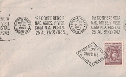 ARGENTINE - OBLITERATION MECANIQUE - 1ra CONFERENCIA / NAC.AGTES.Y VISIT. / CAJA N.A. POSTAL / 24 AL 31/X/1943 - Lettres & Documents