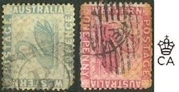 Western Australia 1889, 1p FREMANTLE & 2 Pence BUNBURY - Black Swan Cygne - Usados