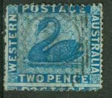 Australie Occidentale, WA 1861, Yv. 10, Dent. Fine 14,5x15,5 - Black Swan Cygne - Gebraucht