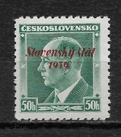 Slovakia 1939, 50h Overprinted, Scott # 8 Signed !!,VF MLH*OG (RN-6) - Ungebraucht