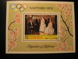 Yvert Block 57 Cat.: 5€ Cancel Sapporo 1972 Japan Winter Olympic Games Olympics Royal Family Royalty LIBERIA - Winter 1972: Sapporo