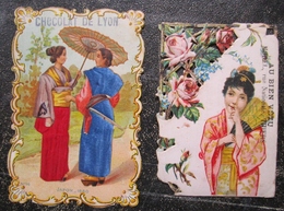 Japon  Lot 2 Chromos  Kimono Chocolat Lyon & Au Bien Vetu - Otros & Sin Clasificación